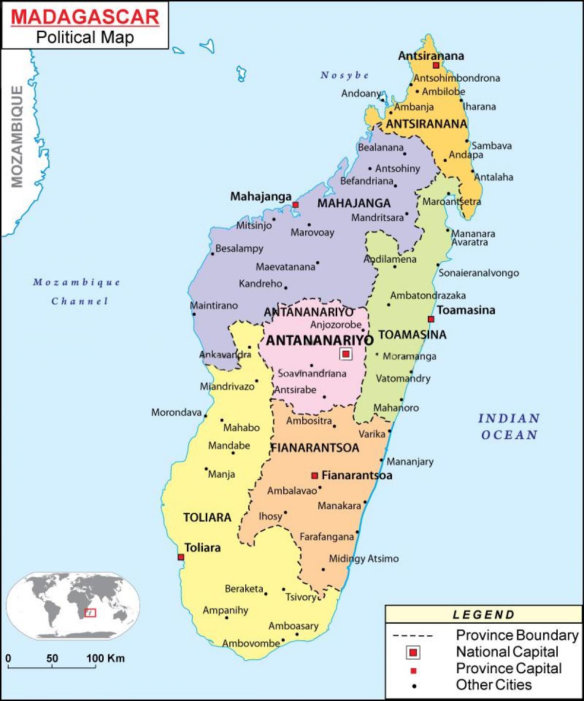 карта палітычная карта Мадагаскар