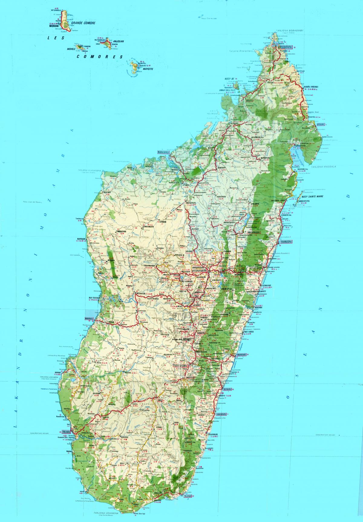 карта Мадагаскара тапаграфічная