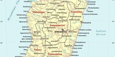 Карта Мадагаскара з гарадамі