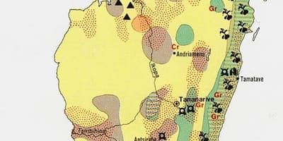 Карта Мадагаскара прыродных рэсурсаў