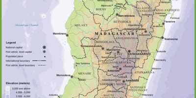 Карта фізічная карта Мадагаскар
