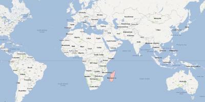 Карта свету, якая паказвае Мадагаскар